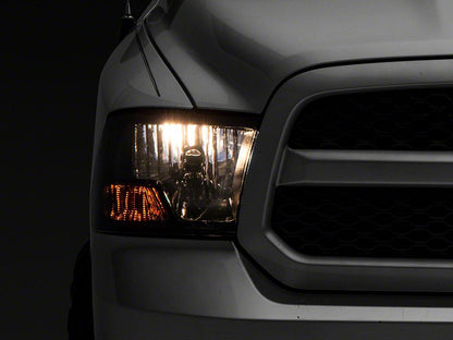 Raxiom Axial Series OEM Style Replacement Headlights with Single Bulb; Chrome Housing; Smoked Lens (09-18 RAM 1500 w/ Factory Halogen Non-Projector Headlights)