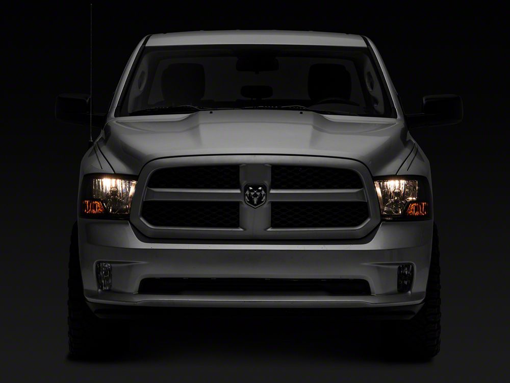 Raxiom Axial Series OEM Style Replacement Headlights with Single Bulb; Chrome Housing; Smoked Lens (09-18 RAM 1500 w/ Factory Halogen Non-Projector Headlights)