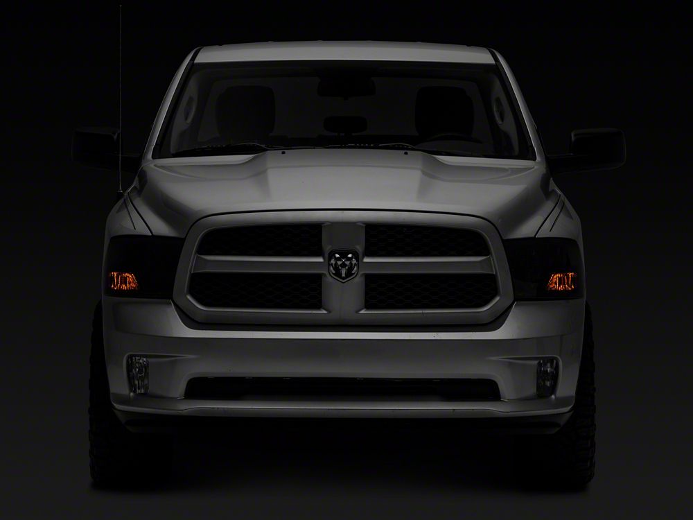 Raxiom Axial Series OEM Style Replacement Headlights with Single Bulb; Chrome Housing; Smoked Lens (09-18 RAM 1500 w/ Factory Halogen Non-Projector Headlights)