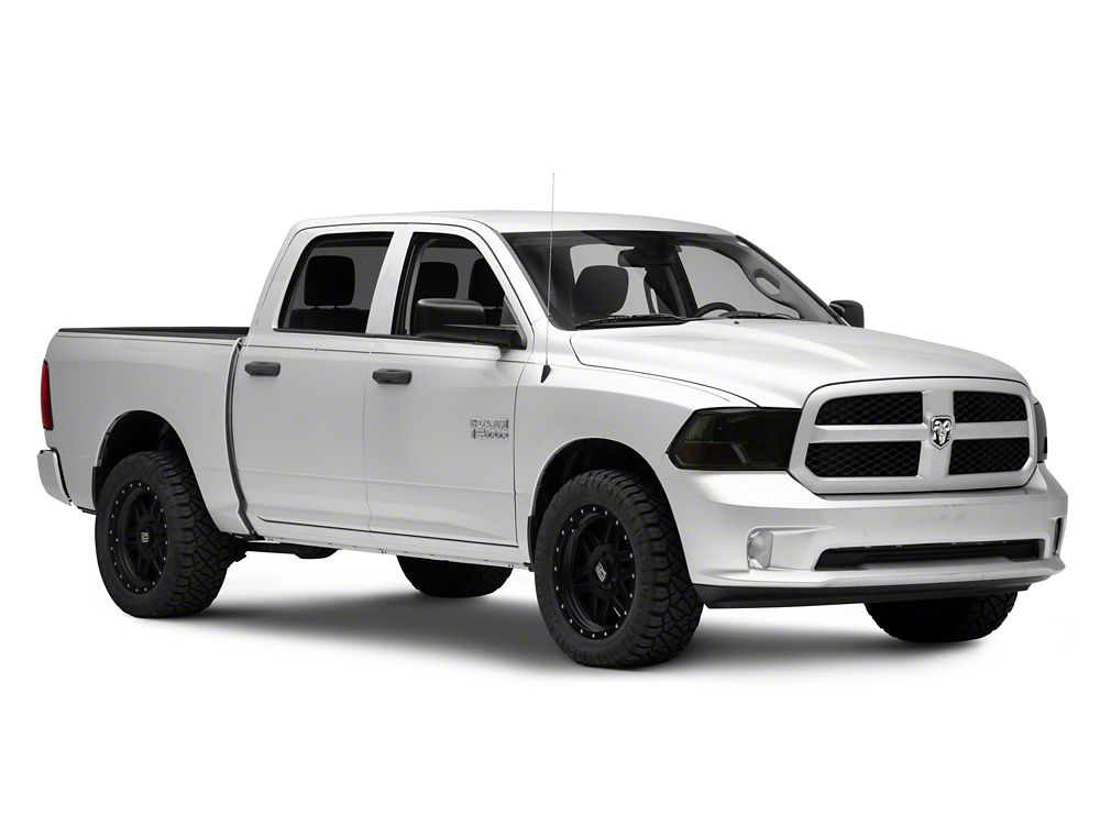 Raxiom Axial Series OEM Style Replacement Headlights with Single Bulb; Chrome Housing; Smoked Lens (09-18 RAM 1500 w/ Factory Halogen Non-Projector Headlights)