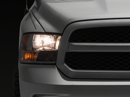 Raxiom Axial Series OEM Style Replacement Headlights with Dual Bulb; Chrome Housing; Clear Lens (09-18 RAM 1500 w/ Factory Halogen Non-Projector Headlights)