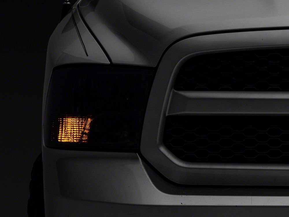 Raxiom Axial Series OEM Style Replacement Headlights with Dual Bulb; Chrome Housing; Smoked Lens (09-18 RAM 1500 w/ Factory Halogen Non-Projector Headlights)