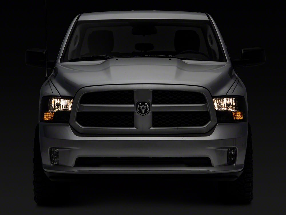 Raxiom Axial Series OEM Style Replacement Headlights with Dual Bulb; Chrome Housing; Smoked Lens (09-18 RAM 1500 w/ Factory Halogen Non-Projector Headlights)