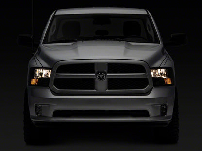 Raxiom Axial Series OEM Style Replacement Headlights with Dual Bulb; Chrome Housing; Smoked Lens (09-18 RAM 1500 w/ Factory Halogen Non-Projector Headlights)