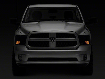 Raxiom Axial Series OEM Style Replacement Headlights with Dual Bulb; Chrome Housing; Smoked Lens (09-18 RAM 1500 w/ Factory Halogen Non-Projector Headlights)
