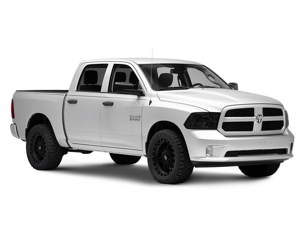 Raxiom Axial Series OEM Style Replacement Headlights with Dual Bulb; Chrome Housing; Smoked Lens (09-18 RAM 1500 w/ Factory Halogen Non-Projector Headlights)