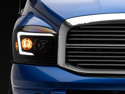 Raxiom Axial Series LED DRL Projector Headlights; Black Housing; Clear Lens (06-08 RAM 1500)