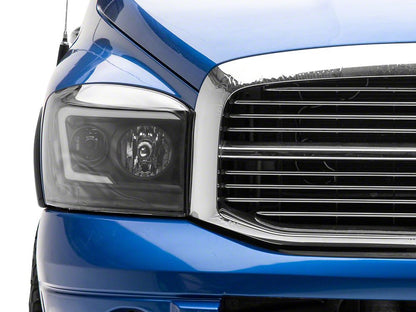 Raxiom Axial Series LED DRL Projector Headlights; Black Housing; Clear Lens (06-08 RAM 1500)