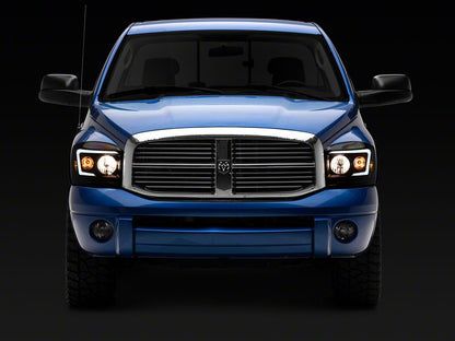 Raxiom Axial Series LED DRL Projector Headlights; Black Housing; Clear Lens (06-08 RAM 1500)