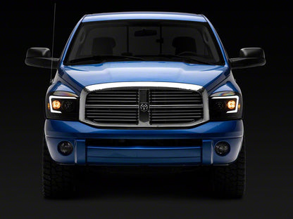Raxiom Axial Series LED DRL Projector Headlights; Black Housing; Clear Lens (06-08 RAM 1500)