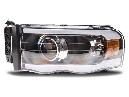 Raxiom Axial Series Proejctor Headlights with Sequential LED Bar; Black Housing; Clear Lens (02-05 RAM 1500)