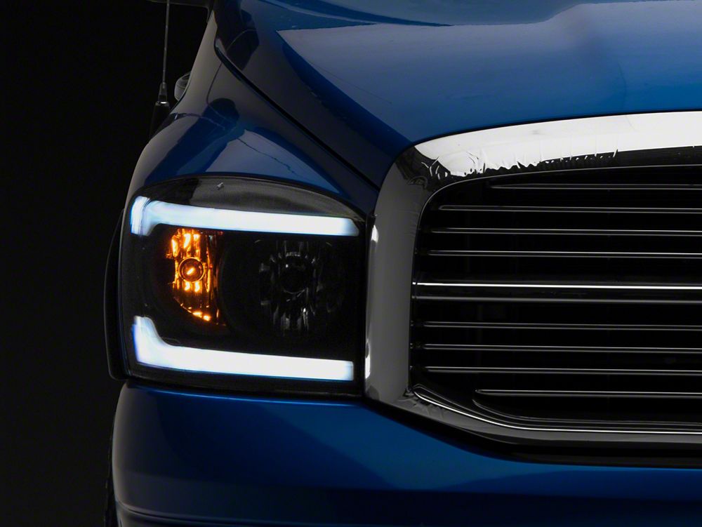 Raxiom Axial Series Headlights with Sequential LED Bar; Black Housing; Clear Lens (06-08 RAM 1500)