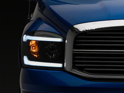 Raxiom Axial Series Headlights with Sequential LED Bar; Black Housing; Clear Lens (06-08 RAM 1500)