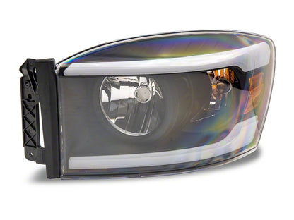 Raxiom Axial Series Headlights with Sequential LED Bar; Black Housing; Clear Lens (06-08 RAM 1500)