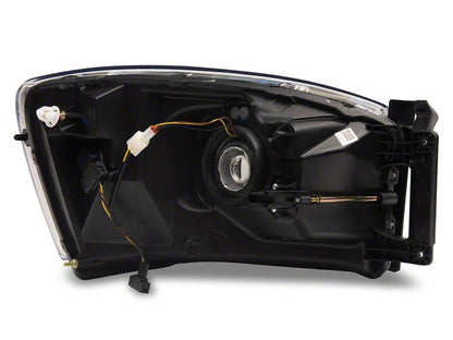Raxiom Axial Series Headlights with Sequential LED Bar; Black Housing; Clear Lens (06-08 RAM 1500)