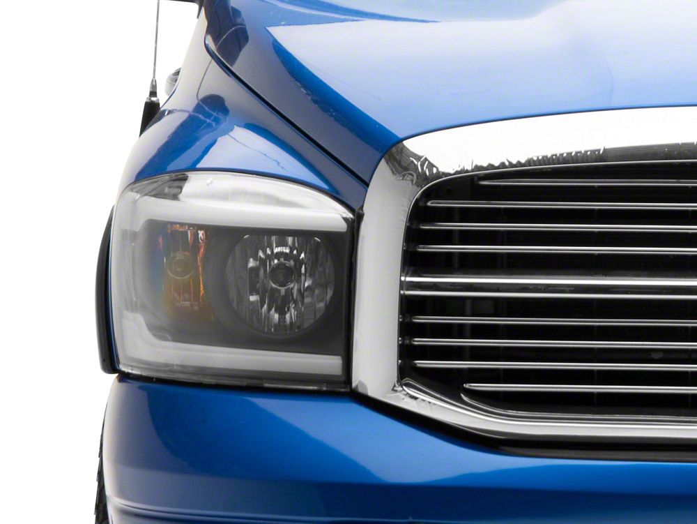 Raxiom Axial Series Headlights with Sequential LED Bar; Black Housing; Clear Lens (06-08 RAM 1500)