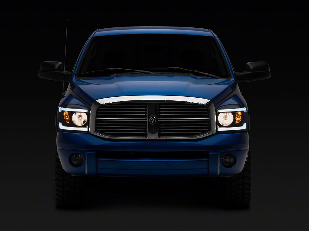 Raxiom Axial Series Headlights with Sequential LED Bar; Black Housing; Clear Lens (06-08 RAM 1500)