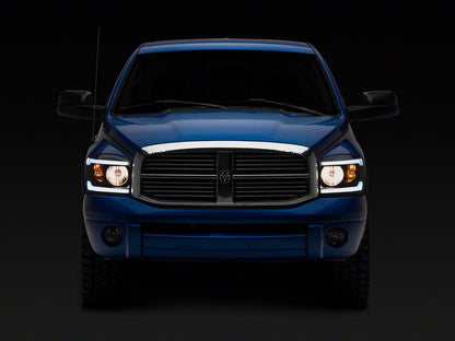 Raxiom Axial Series Headlights with Sequential LED Bar; Black Housing; Clear Lens (06-08 RAM 1500)
