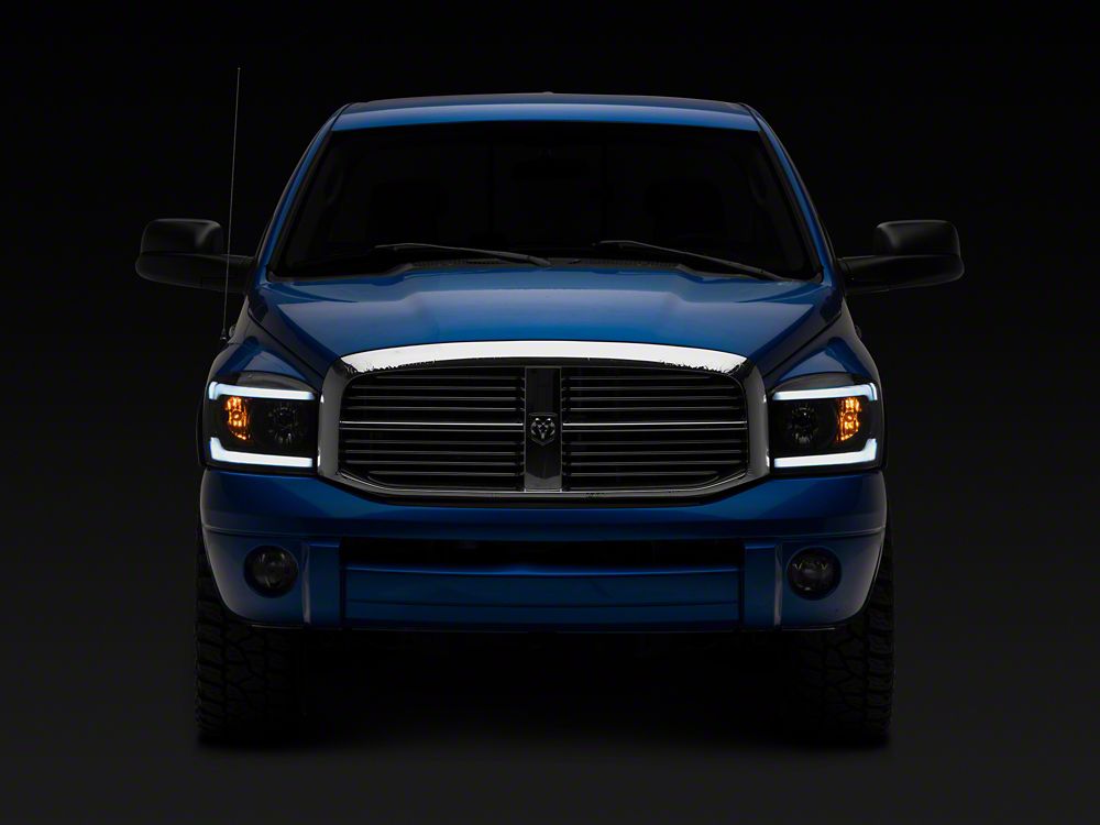 Raxiom Axial Series Headlights with Sequential LED Bar; Black Housing; Clear Lens (06-08 RAM 1500)