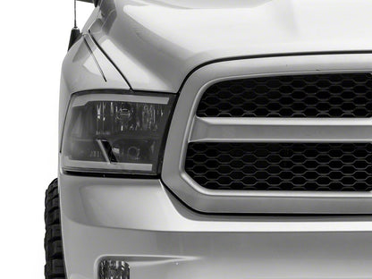 Raxiom Axial Series Headlights with LED Bar; Black Housing; Clear Lens (09-18 RAM 1500 w/ Factory Halogen Non-Projector Headlights)