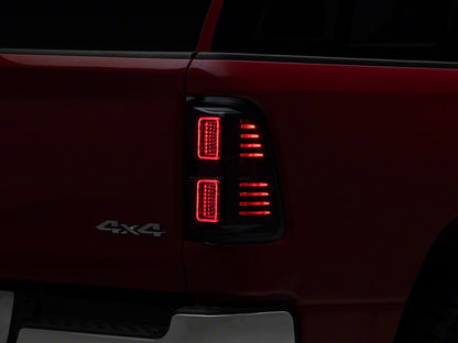 Raxiom CXR Series LED Tail Lights; Black Housing; Smoked Lens (19-24 RAM 1500 w/ Factory Halogen Tail Lights)