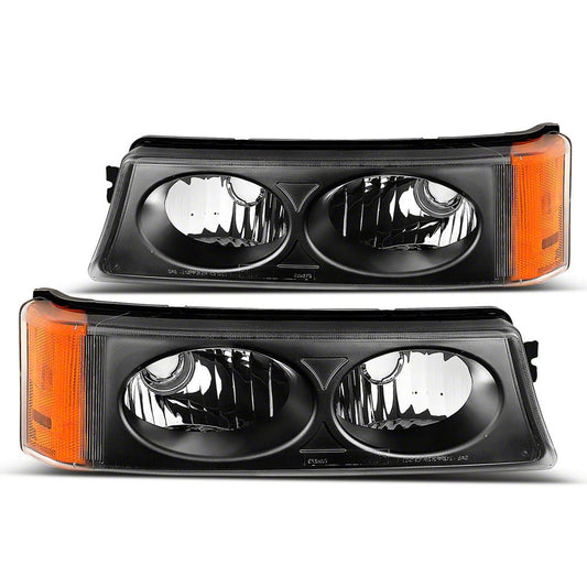 Raxiom Axial Series Crystal Turn Signal and Parking Lights; Black (03-06 Silverado 1500)