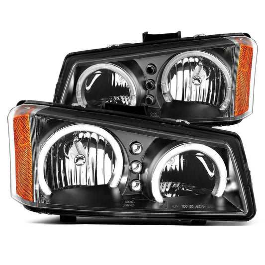 Raxiom Dual LED Halo Projector Headlights; Black Housing; Clear Lens (03-06 Silverado 1500)