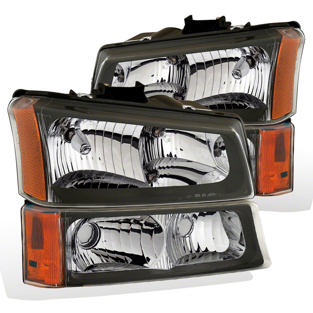 Raxiom Axial Series Euro Headlights; Black Housing; Clear Lens (03-06 Silverado 1500)