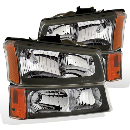 Raxiom Axial Series Euro Headlights; Black Housing; Clear Lens (03-06 Silverado 1500)