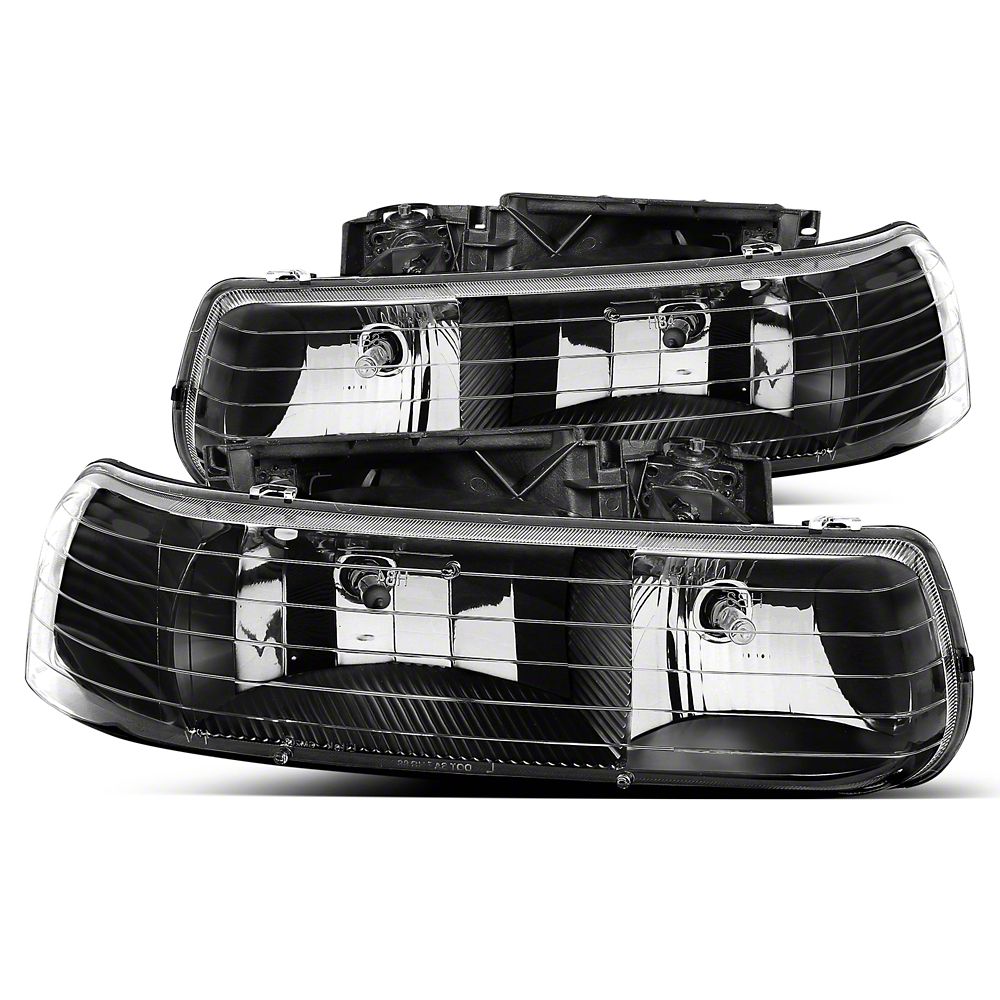 Raxiom Axial Series Euro Headlights; Black Housing; Clear Lens (99-02 Silverado 1500)