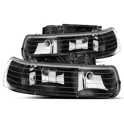 Raxiom Axial Series Euro Headlights; Black Housing; Clear Lens (99-02 Silverado 1500)