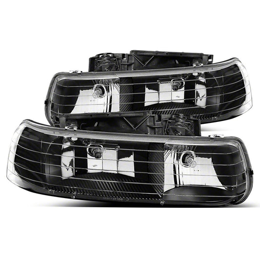 Raxiom Axial Series Euro Headlights; Black Housing; Clear Lens (99-02 Silverado 1500)