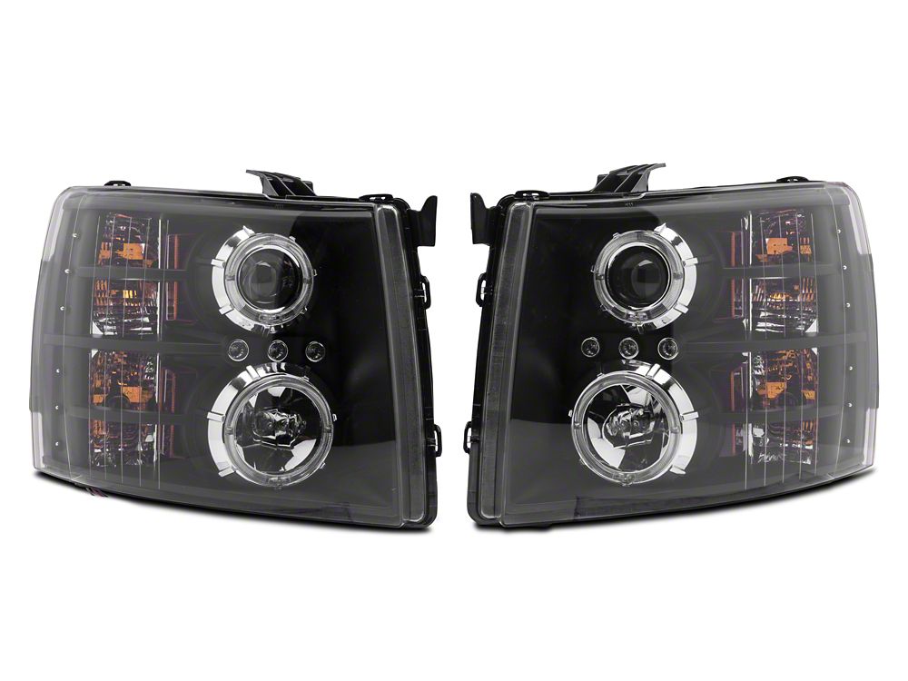 Raxiom LED Halo Projector Headlights; Black Housing; Clear Lens (07-13 Silverado 1500)