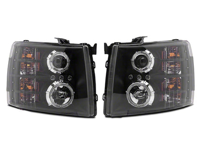 Raxiom LED Halo Projector Headlights; Black Housing; Clear Lens (07-13 Silverado 1500)