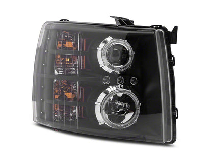 Raxiom LED Halo Projector Headlights; Black Housing; Clear Lens (07-13 Silverado 1500)