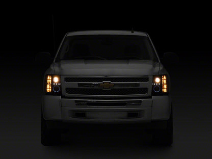 Raxiom LED Halo Projector Headlights; Black Housing; Clear Lens (07-13 Silverado 1500)