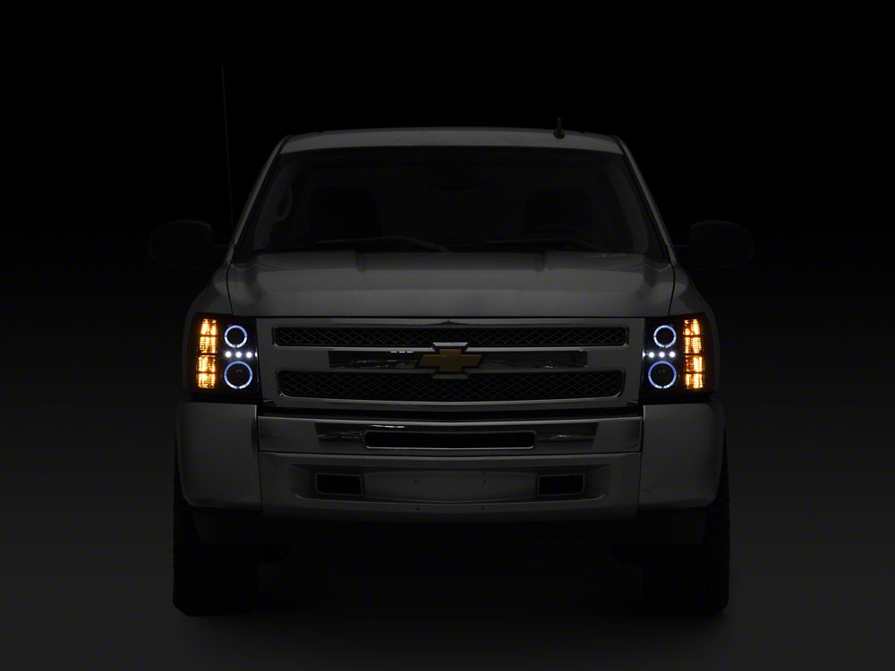 Raxiom LED Halo Projector Headlights; Black Housing; Clear Lens (07-13 Silverado 1500)