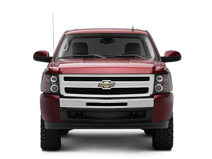 Raxiom Super White LED Halo Projector Headlights; Black Housing; Clear Lens (07-13 Silverado 1500)
