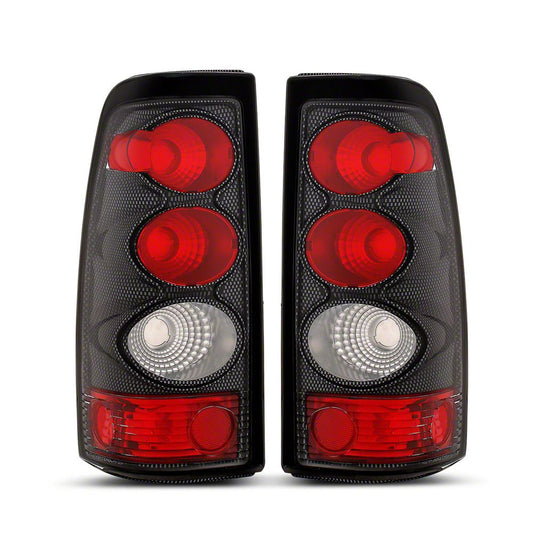 Raxiom Axial Series Tail Lights; Carbon Fiber Housing; Red/Clear Lens (03-06 Silverado 1500 Fleetside)