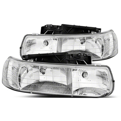 Raxiom Axial Series Euro Headlights; Chrome Housing; Clear Lens (99-02 Silverado 1500)