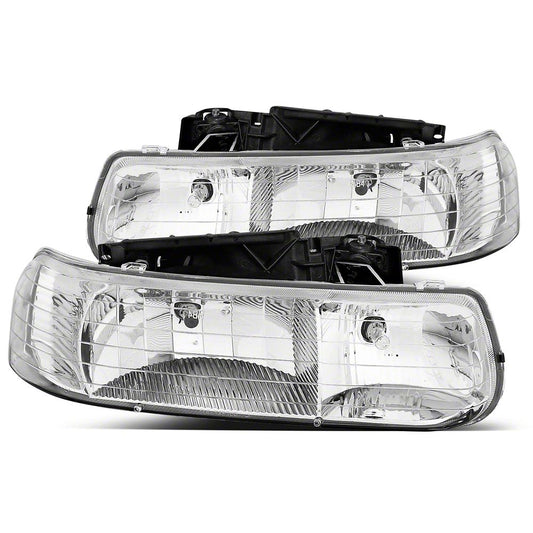Raxiom Axial Series Euro Headlights; Chrome Housing; Clear Lens (99-02 Silverado 1500)