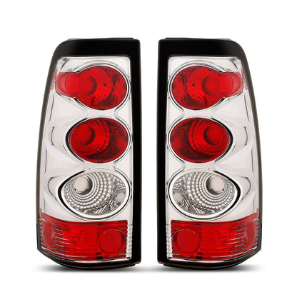 Raxiom Axial Series Tail Lights; Chrome Housing; Red/Clear Lens (03-06 Silverado 1500 Fleetside)