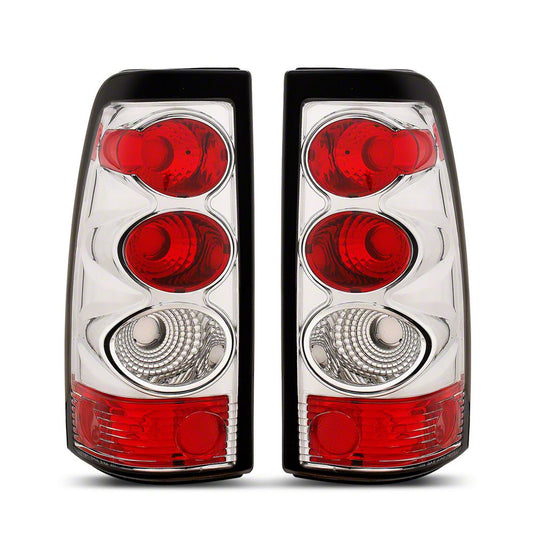 Raxiom Axial Series Tail Lights; Chrome Housing; Red/Clear Lens (03-06 Silverado 1500 Fleetside)