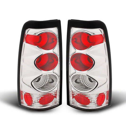 Raxiom Axial Series Tail Lights; Chrome Housing; Red/Clear Lens (99-02 Silverado 1500 Fleetside)