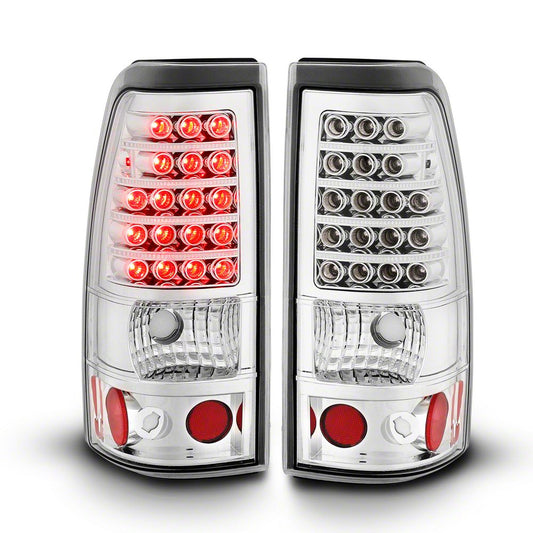 Raxiom LED Tail Lights; Chrome Housing; Clear Lens (03-06 Silverado 1500 Fleetside)