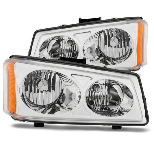 Raxiom Axial Series Crystal Headlights; Chrome Housing; Clear Lens (03-06 Silverado 1500)