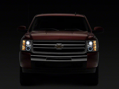 Raxiom LED Halo Projector Headlights; Chrome Housing; Clear Lens (07-13 Silverado 1500)