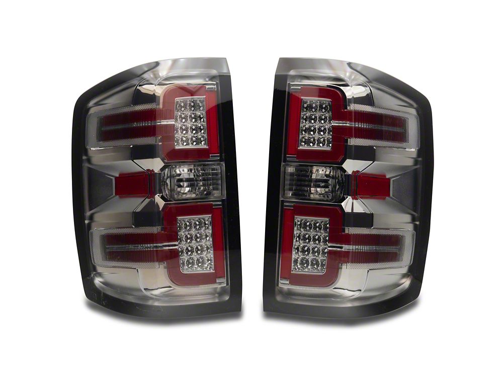 Raxiom LED Tail Lights with Sequential Turn Signals; Chrome Housing; Smoked Lens (14-18 Silverado 1500 w/ Factory Halogen Tail Lights)
