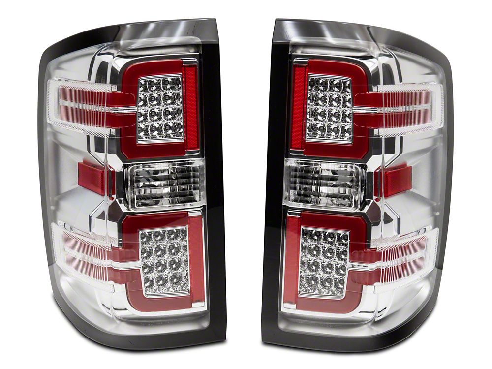 Raxiom LED Tail Lights with Sequential Turn Signals; Chrome Housing; Clear Lens (14-18 Silverado 1500 w/ Factory Halogen Tail Lights)