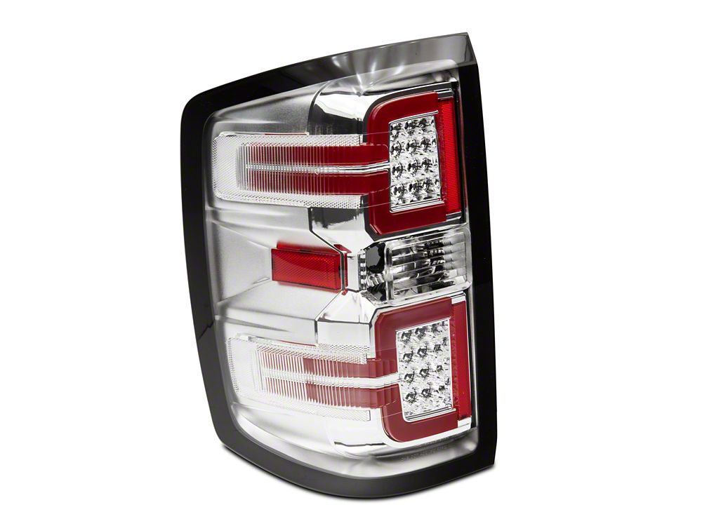 Raxiom LED Tail Lights with Sequential Turn Signals; Chrome Housing; Clear Lens (14-18 Silverado 1500 w/ Factory Halogen Tail Lights)
